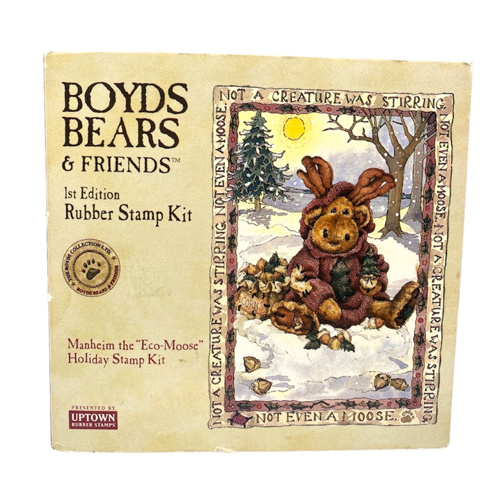 Boyd Bears&Friends 1st Edition Rubber Stamp Kit Manheim the EcoMoose Holiday Set